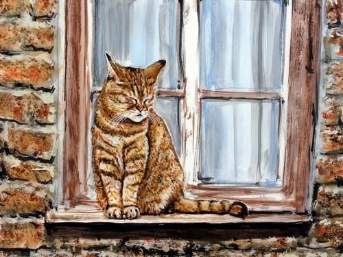 Original kunst grafik katze - original, "katze