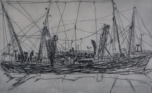 Schiffe hafen radierung - hafen, –